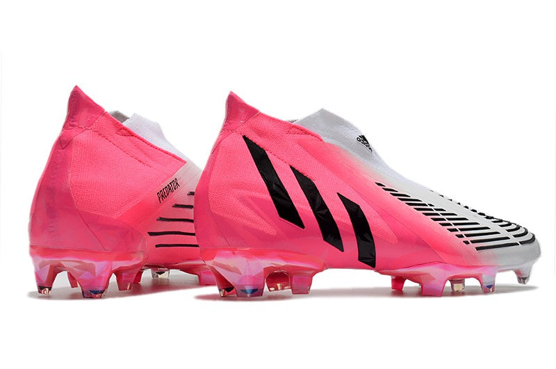 Chuteira Adidas Predator Edge+ FG - Branco e rosa