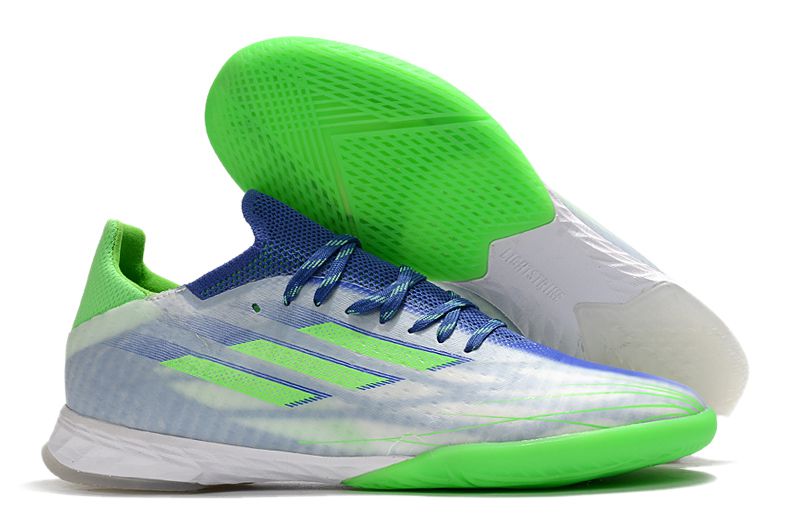 Chuteira Adidas X SpeedFlow .1 IC Futsal - Cinza/Verde/Azul