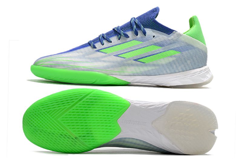 Chuteira Adidas X SpeedFlow .1 IC Futsal - Cinza/Verde/Azul