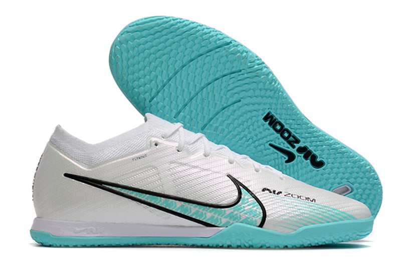 Chuteira Nike Futsal Air Zoom Mercurial Vapor 15 Elite IC - Branco/Ciano