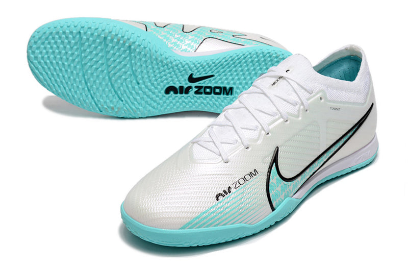 Chuteira Nike Futsal Air Zoom Mercurial Vapor 15 Elite IC - Branco/Ciano