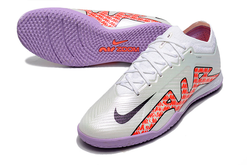 Chuteira Nike Futsal Air Zoom Mercurial Vapor 15 Elite IC - Branco/Roxo