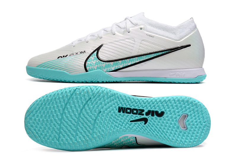 Chuteira Nike Futsal Air Zoom Mercurial Vapor 15 Elite IC - Branco/Ciano