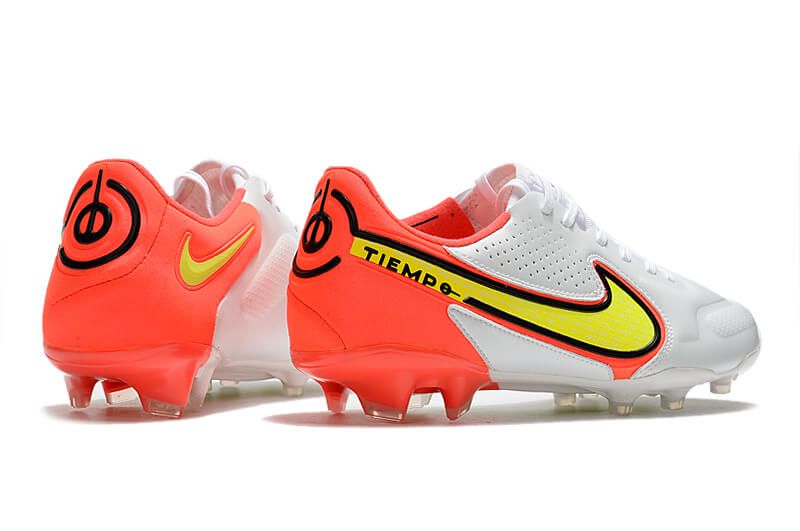 Chuteira de Campo Nike Tiempo Legend 9 Elite FG - Branco/Laranja