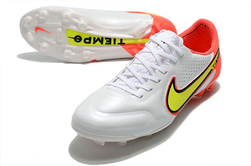 Chuteira de Campo Nike Tiempo Legend 9 Elite FG - Branco/Laranja