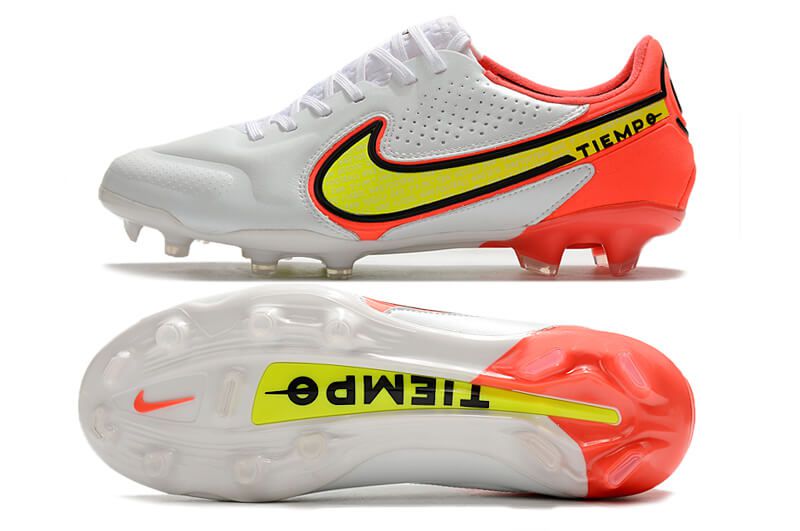 Chuteira de Campo Nike Tiempo Legend 9 Elite FG - Branco/Laranja